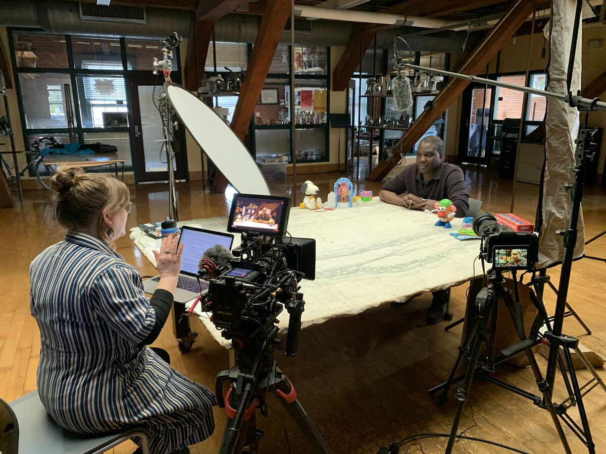 Behind the scenes — interview in progress