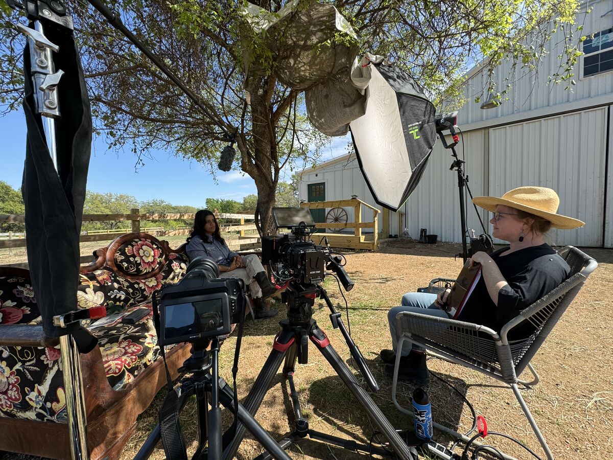 Behind the scenes — outdoor interview