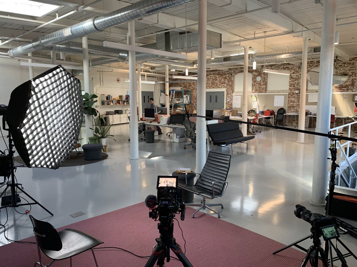 Behind the scenes — design studio interview setup